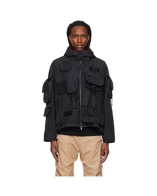 we11done Black Military Shell Jacket for men