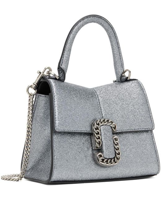 Marc Jacobs Gray Silver 'the Galactic Glitter St. Marc Mini' Top Handle Bag