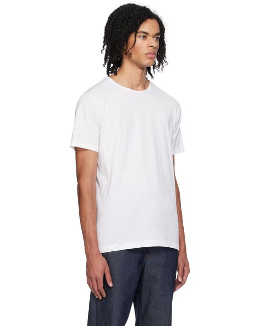 T-shirt blanc en coton superfin Sunspel pour homme en coloris White