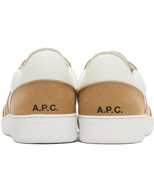 A.P.C. Black . White & Beige Plain Sneakers for men