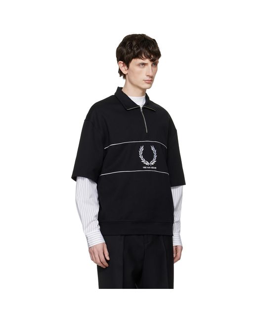 Fred Perry Black Kris Van Assche Edition Half Zip Sweatshirt for men
