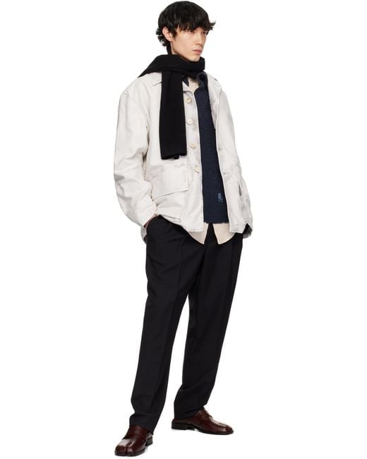 Maison Margiela Black Felted Wool Scarf for men