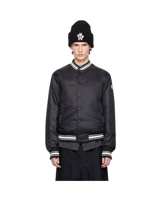 Moncler Black Bouchet Reversible Down Bomber Jacket for men
