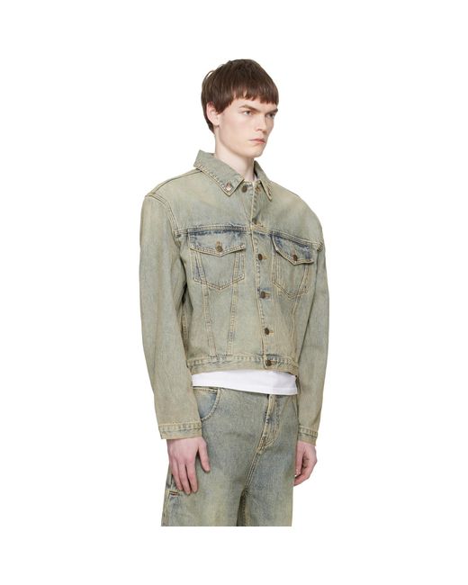 Entire studios Gray Shrunken Denim Jacket for men