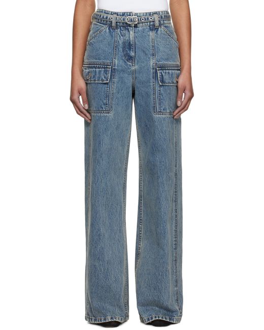 3.1 Phillip Lim Blue Wide-Leg Belted Cargo Jeans