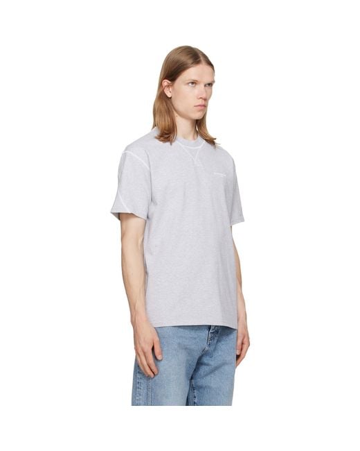 Givenchy Gray Contour Seam Contrasted Stitch T-Shirt for men