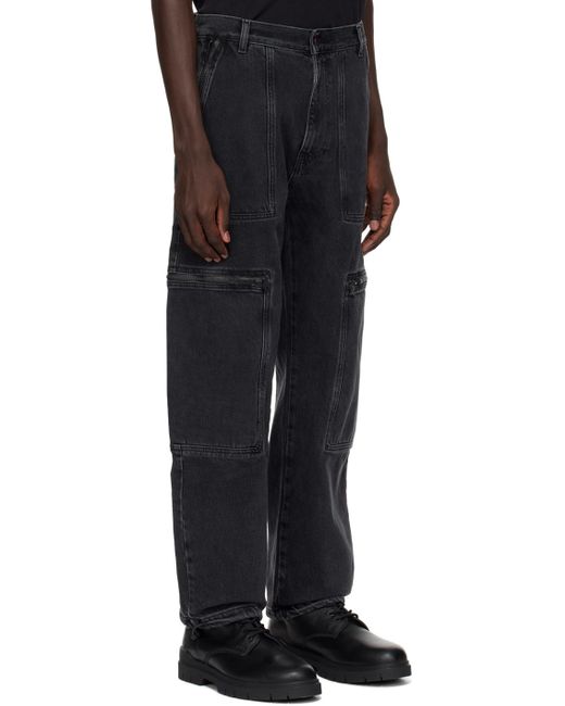 HUGO Black Gray Relaxed-fit Jeans for men