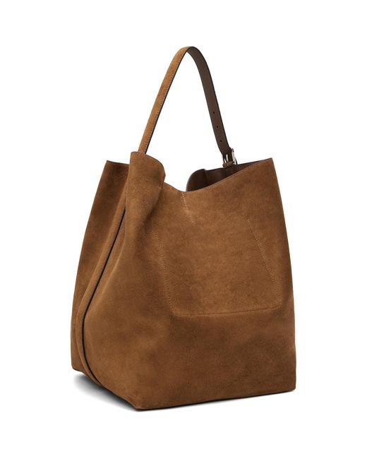 Totême Brown Belted Suede Tote