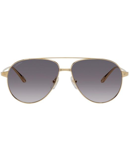 Cartier Gold Aviator Sunglasses in Black Lyst