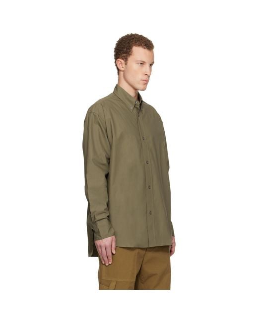 Studio Nicholson Green Khaki Jude Cotton Shirt for men