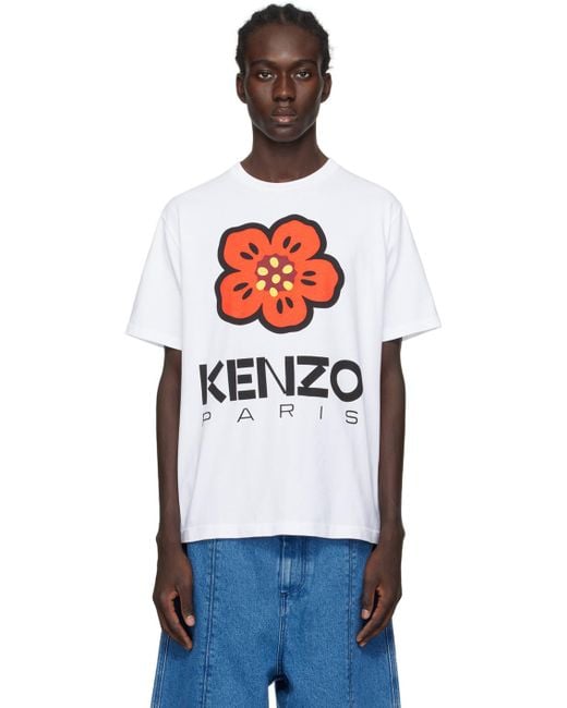 メンズ KENZO ホワイト Paris Boke Flower Tシャツ Black