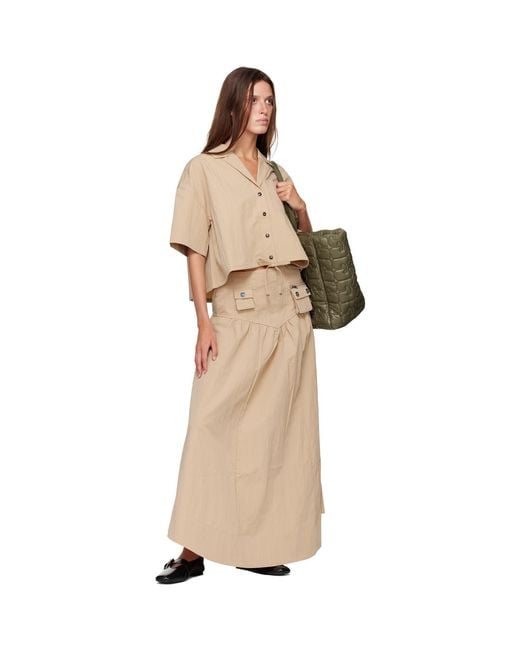 Ganni Natural Washed Cotton Corset Maxi Skirt
