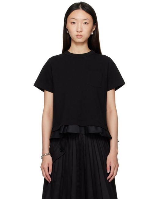 Sacai ブラック Nylon Twill & Cotton Jersey トップス Black