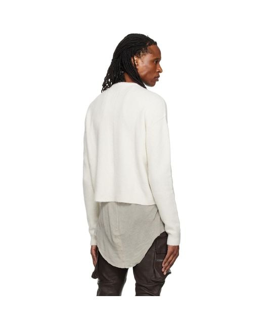 Rick Owens Natural Off- Tower Round Neck Sweater for men