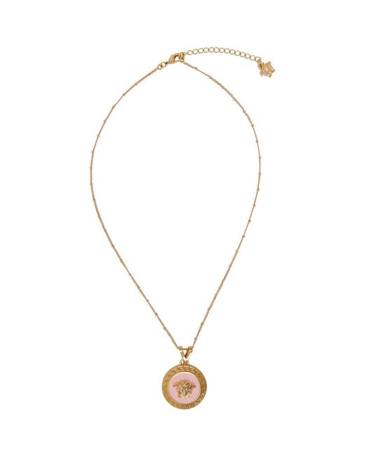 Versace Gold And Pink Medusa Pendant Necklace