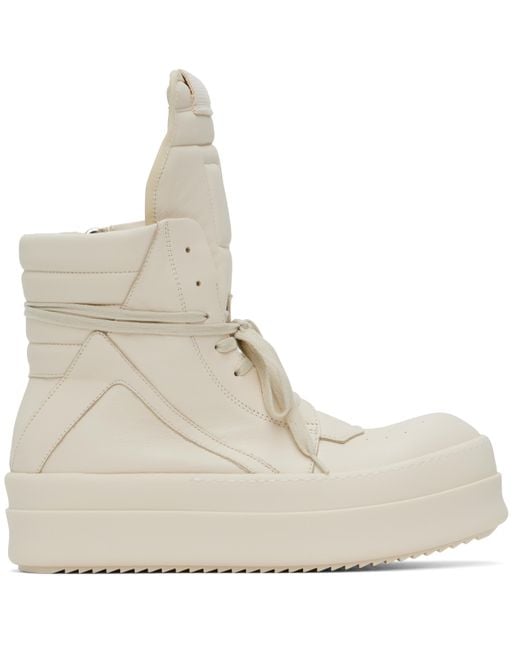 メンズ Rick Owens オフホワイト Hollywood Mega Bumper Geobasket スニーカー Natural