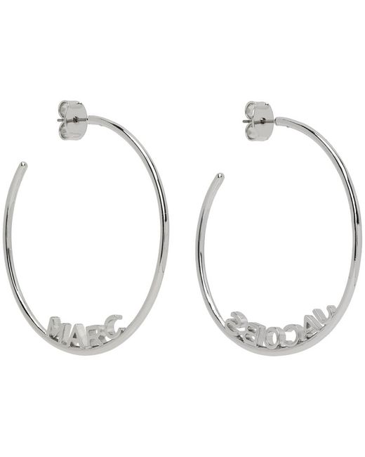 Marc Jacobs Black Silver Monogram Hoop Earrings