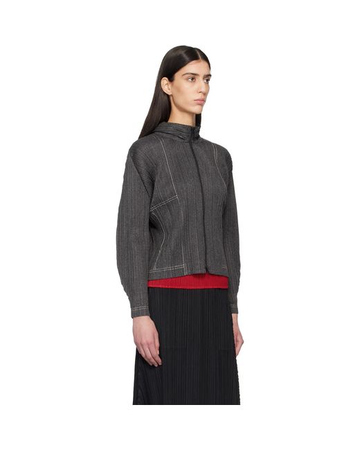 Pleats Please Issey Miyake Black Cotton Denim Hoodie
