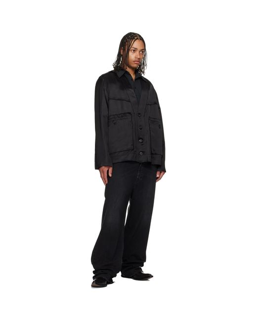 Maison Margiela Black Patchwork Satin Jacket for men