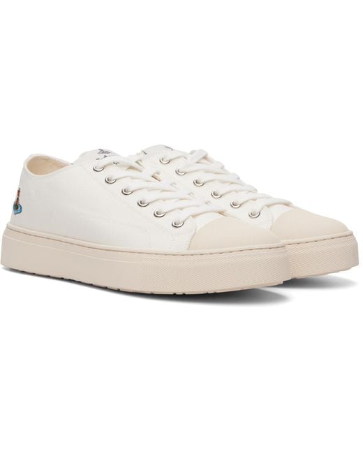 Vivienne Westwood White Low Top Plimsoll Sneakers for men
