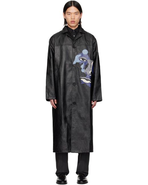 Manteau noir en cuir synthétique grainé Kidsuper pour homme en coloris Black