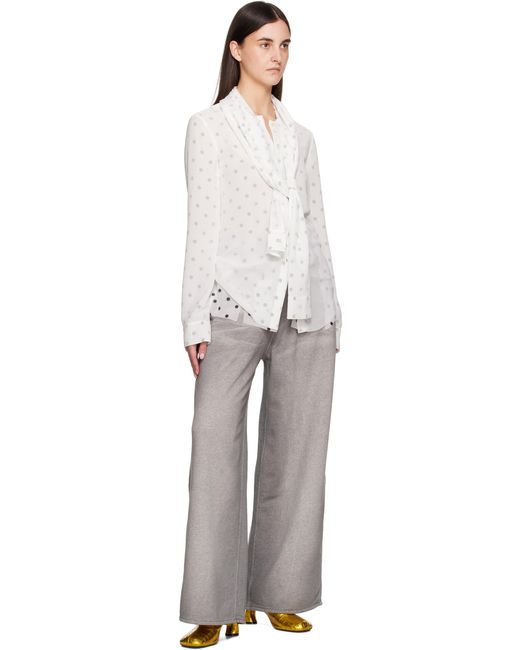 Acne ホワイト レイヤード ブラウス White