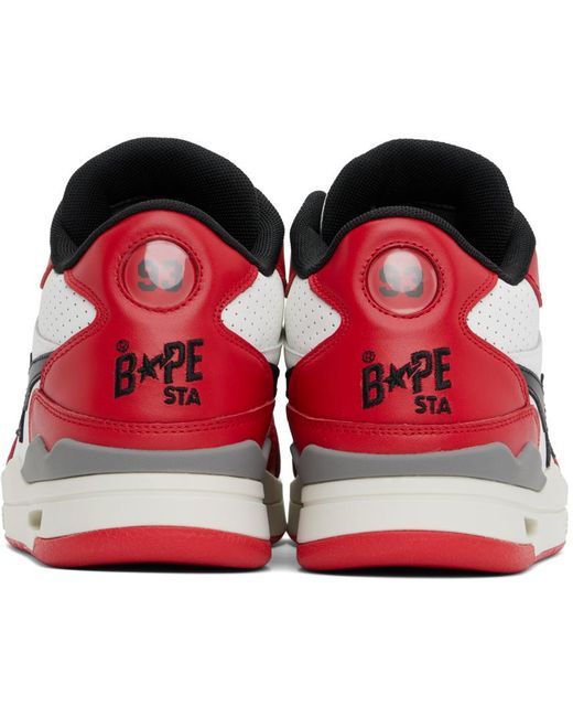A Bathing Ape Red & White Clutch Sta #1 Sneakers for men
