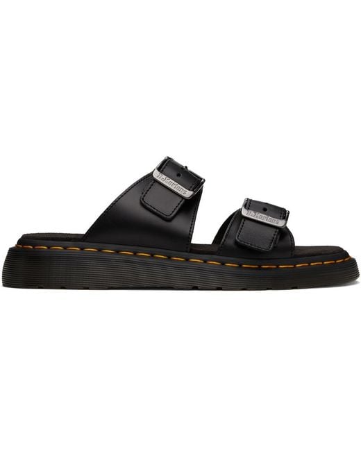Dr. Martens Black Josef Leather Buckle Slide Sandals for men