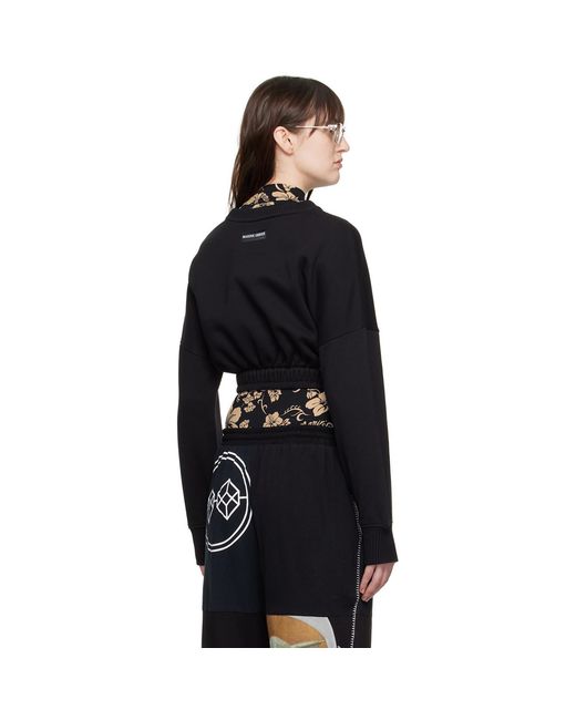 MARINE SERRE Black Cropped Sweatshirt