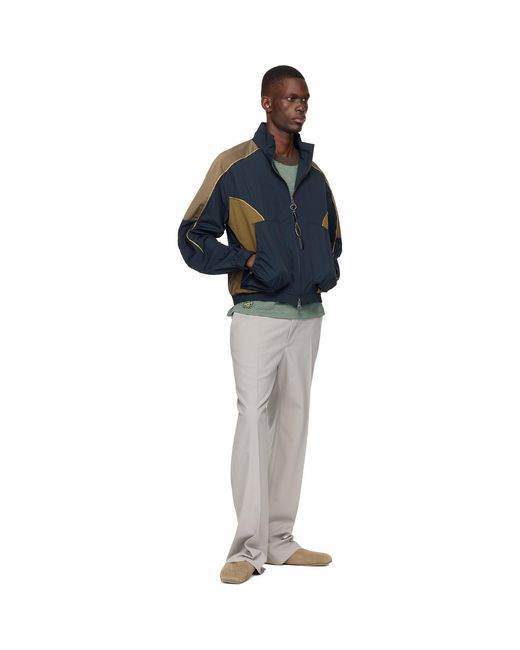 ANDERSSON BELL Blue Khaki Color Block Nylon Jacket for men