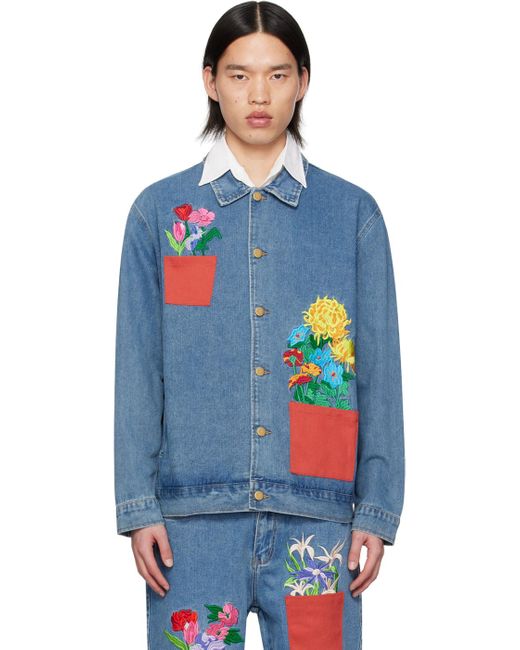Kidsuper Blue Embroidered Denim Jacket for men