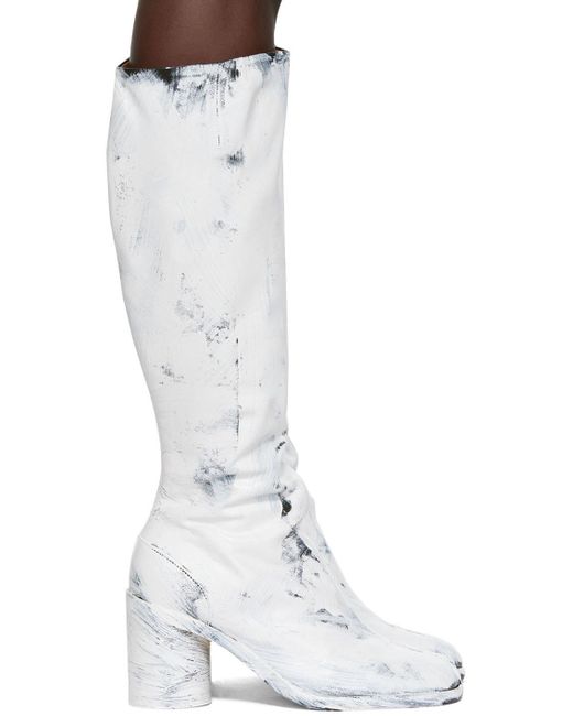 Maison Margiela Leather White Bianchetto Tabi Tall Boots | Lyst