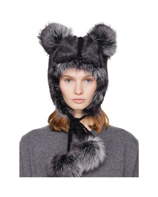Anna Sui Gray Ssense Exclusive & Faux Fur Teddy Bear Hat