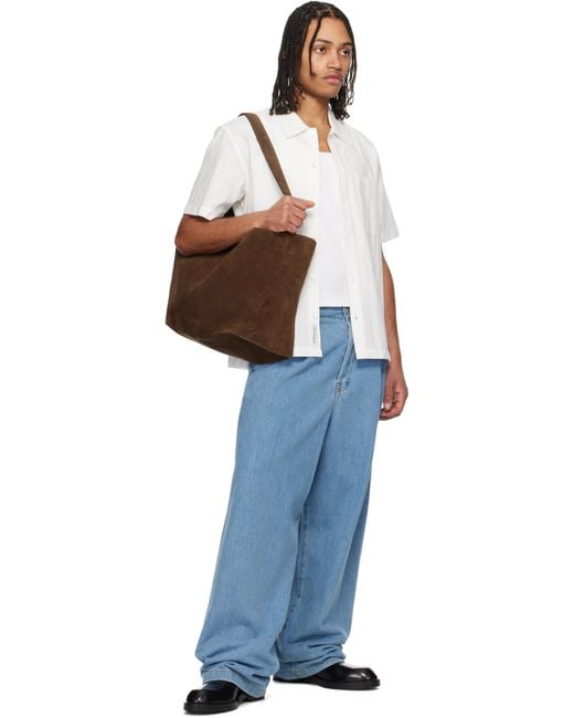 メンズ DUNST ホワイト ジャカード カラー シャツ White