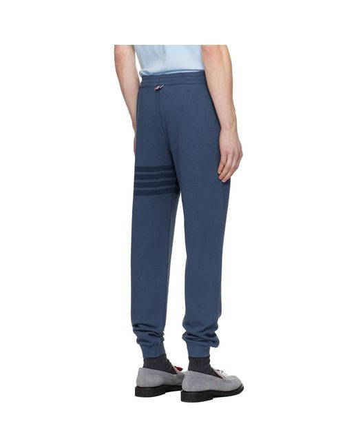Thom Browne Blue Overdyed Solid Loopback 4 Bar Sweatpants for men