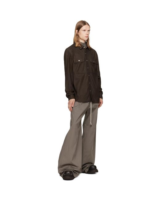 Rick Owens Brown Tower Leather Overshirt for men