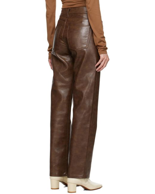 Ae pantalon sloane brun en cuir Agolde en coloris Brown