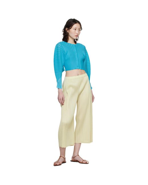 Pleats Please Issey Miyake Blue Rib Pleats January Cardigan