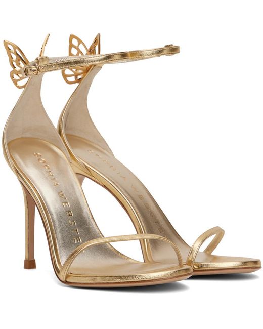 Sandales à talon aiguille mariposa dorées Sophia Webster en coloris Metallic