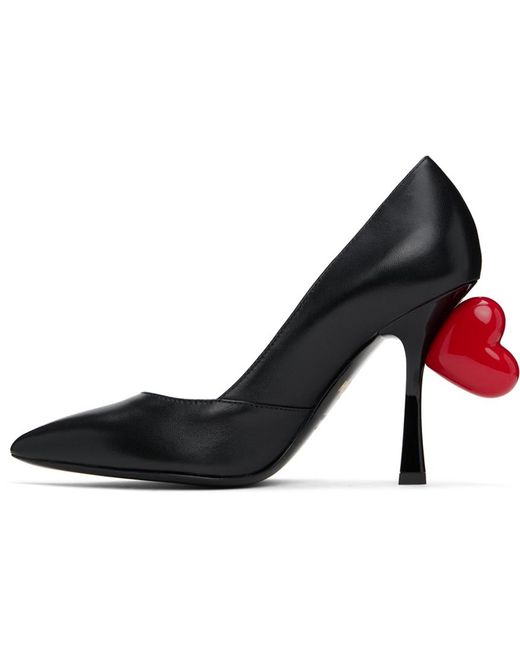 Moschino Black Sweet Heart Nappa Leather Heels