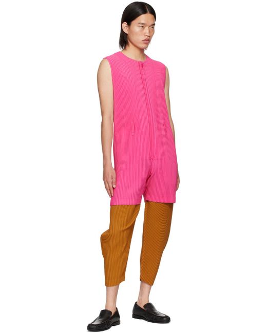 Homme Plissé Issey Miyake Pink Colorful Pleats Jumpsuit for men