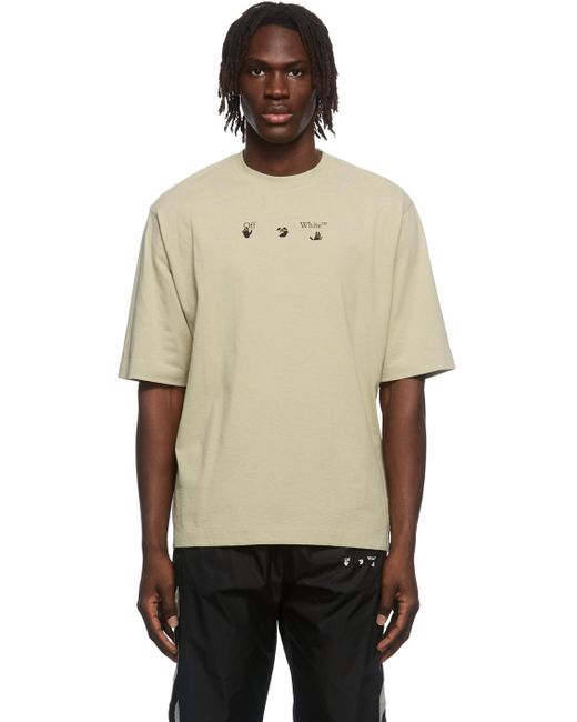 T-shirt graphique beige en coton Off-White c/o Virgil Abloh pour homme en coloris Natural