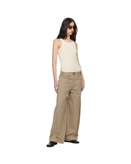 Meta Campania Collective Natural Taupe Egon Wide-Leg Washed Midweight Cotton Trousers