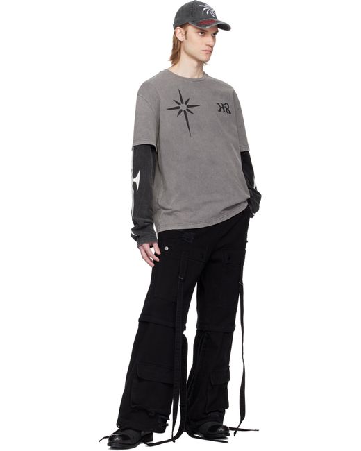 Kusikohc Black Straps Cargo Pants for men