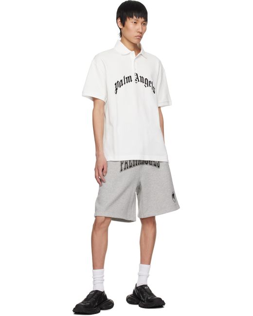Short Gris À Logo De Style Collégial Et À Image De Palmier Palm Angels pour homme en coloris Multicolor