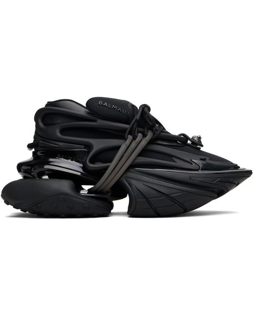 Balmain Black Leather Unicorn Low-Top Sneakers for men