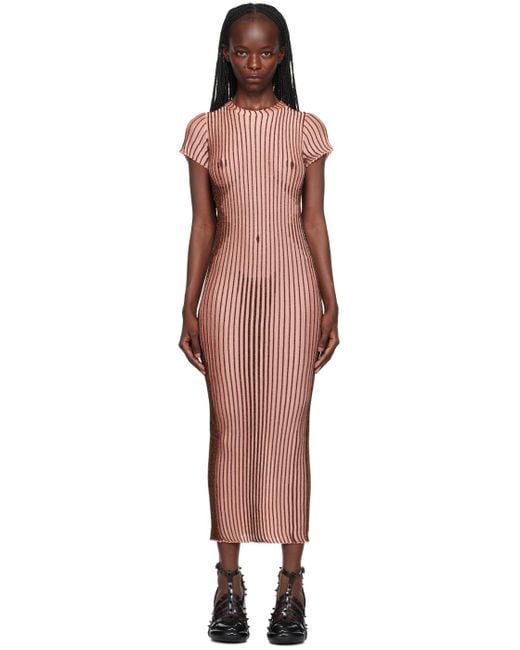 Jean Paul Gaultier Black Pink & Brown 'the Lurex' Midi Dress