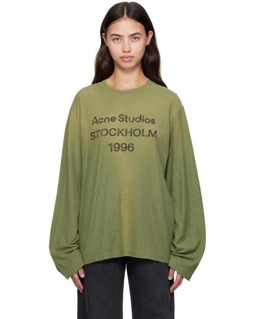 T-Shirt Décontracté Vert À Logo Acne en coloris Green