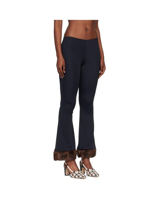 Conner Ives Black Faux Mink-Trimmed Lounge Pants