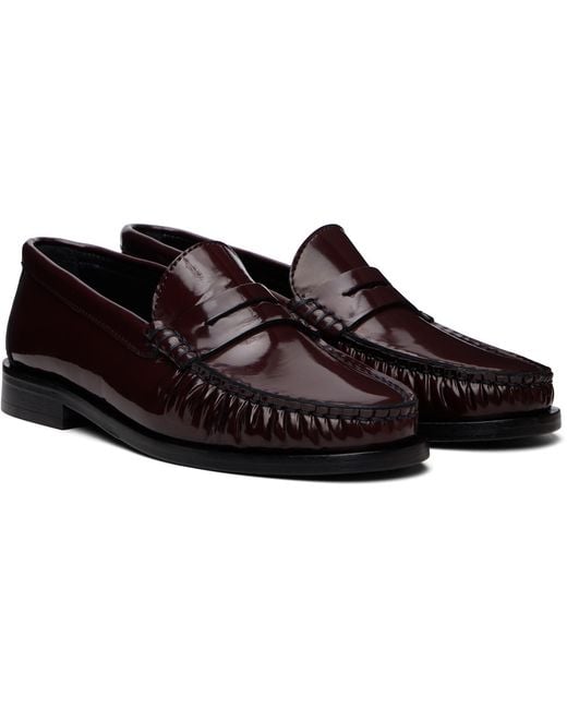 Aeyde Brown Burgundy Terry Polido Loafers